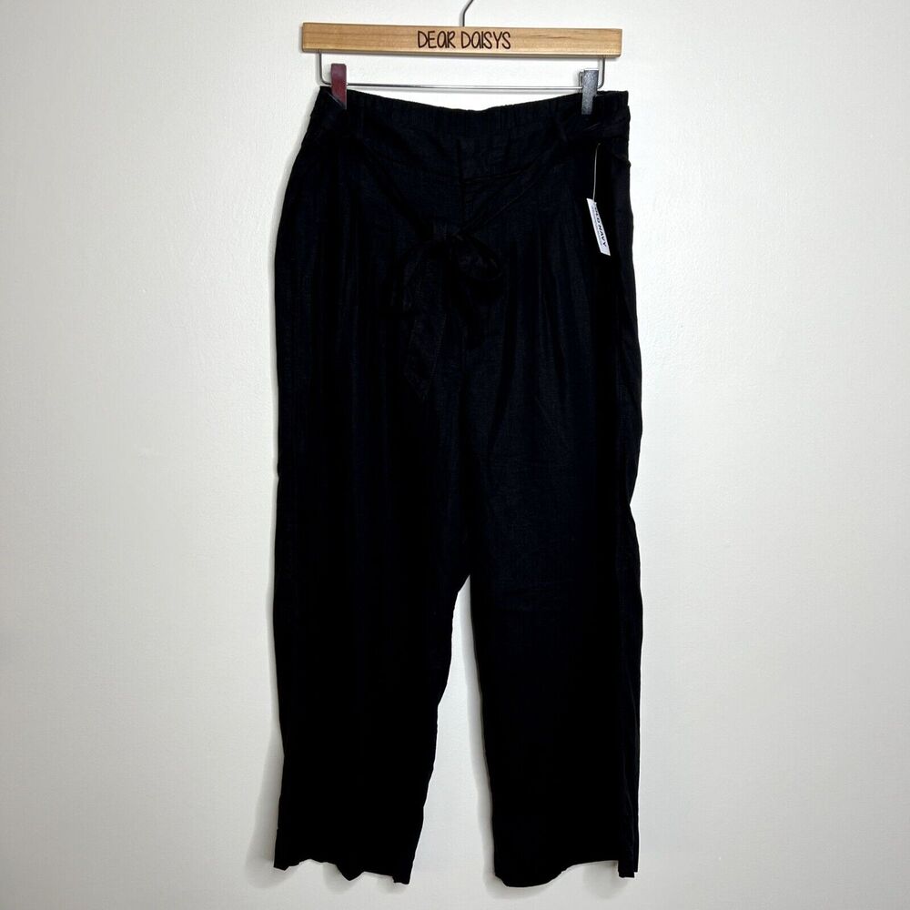 Old Navy Linen Black Wide Leg High Waisted Pants